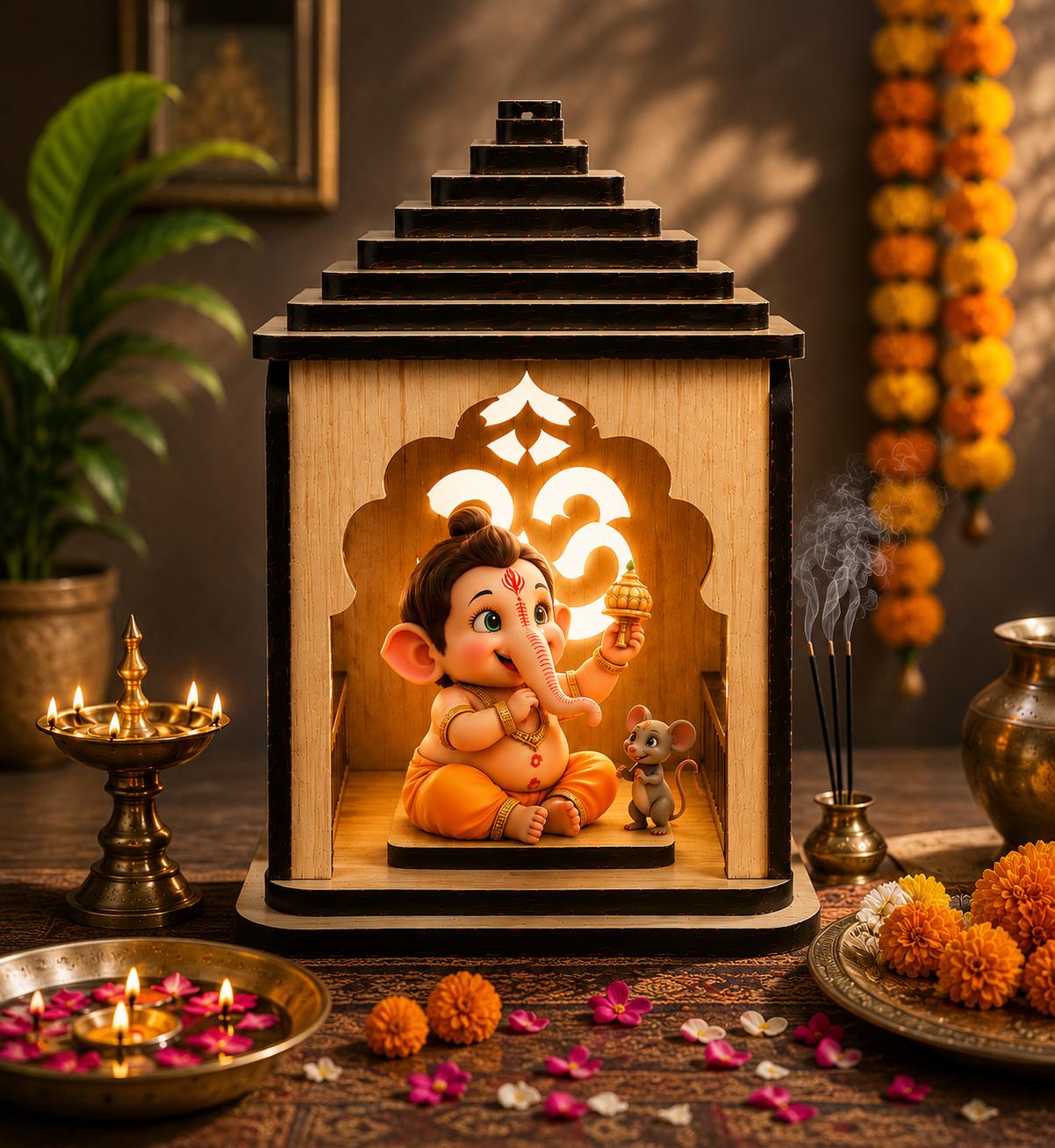 Ganesha Small Temple Wall Art