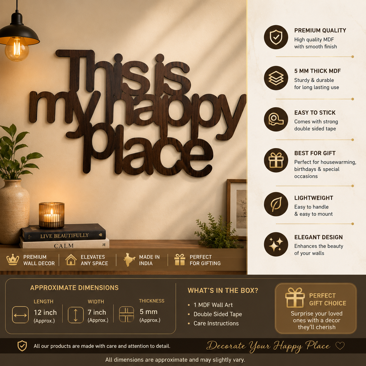 This Is My Happy Place MDF Wall Art