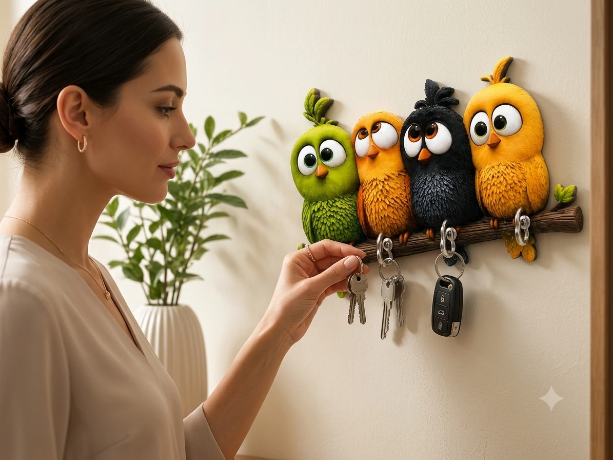 Whimsical Bird Keyholder
